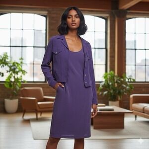 Rabbit Rabbit Rabbit Designs Purple 2-Piece Dress & Cropped Jacket Set Vintage